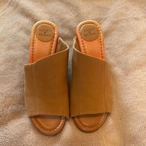 Lucky Brand Tan Leather Mules